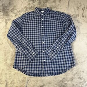 Old Navy Shirt Mens Large Blue Slim Fit Button Down Casual Check L